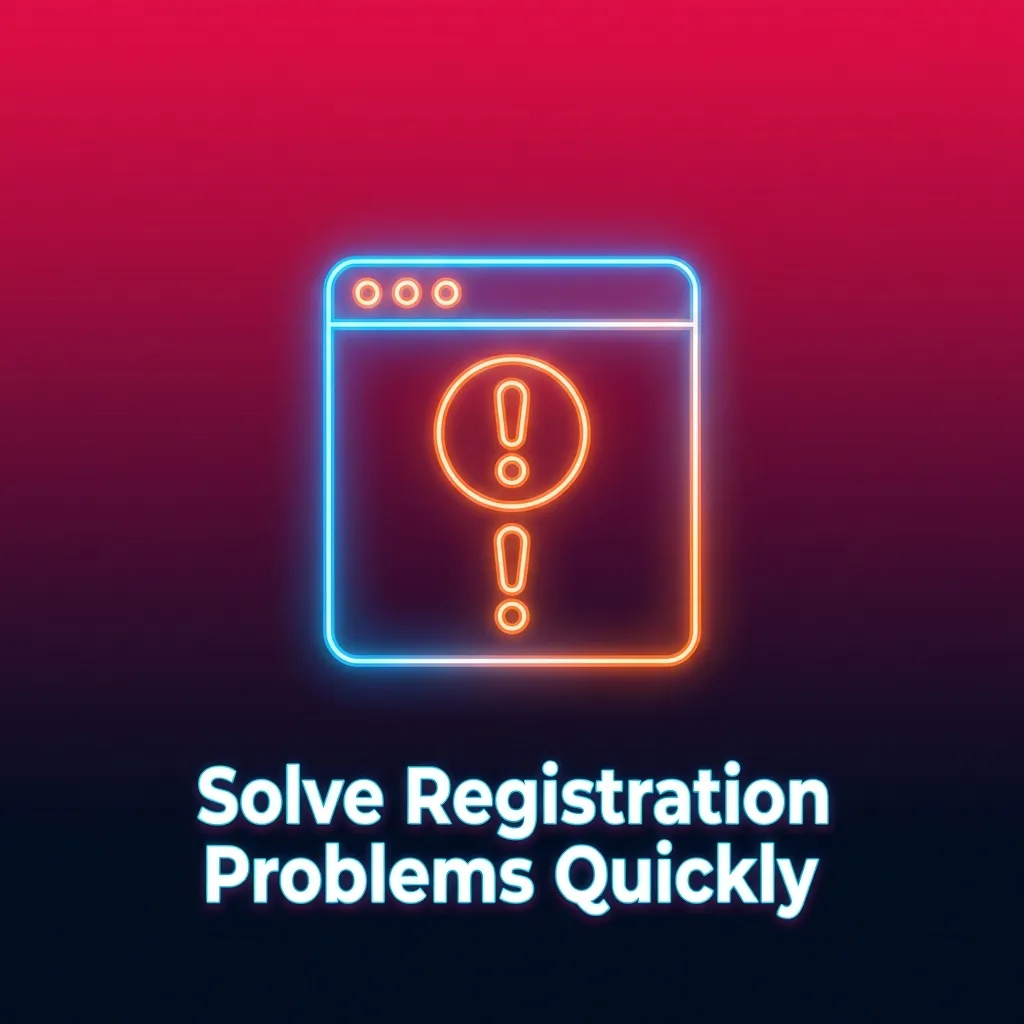 Registration troubleshooting guide showing solutions for verification, phone format, password, age, and duplicate account errors