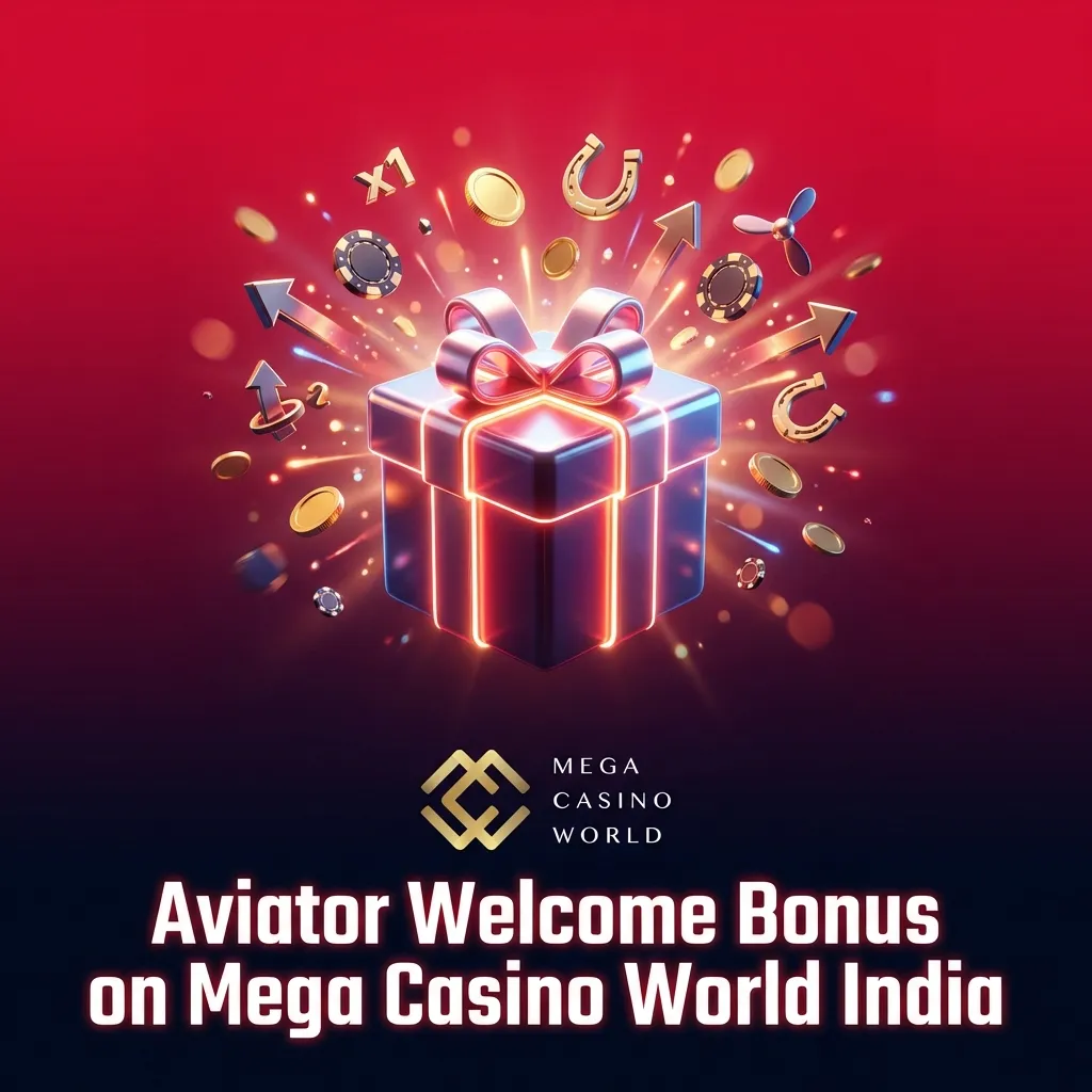 Mega Casino World India welcome bonus offer showing ₹30,000 plus 150 free spins for Aviator game players