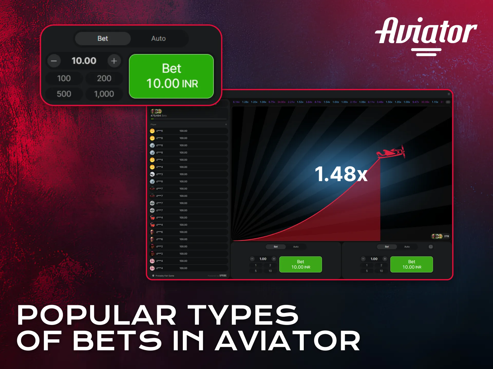 Discover popular bet types available in Aviator gameplay.