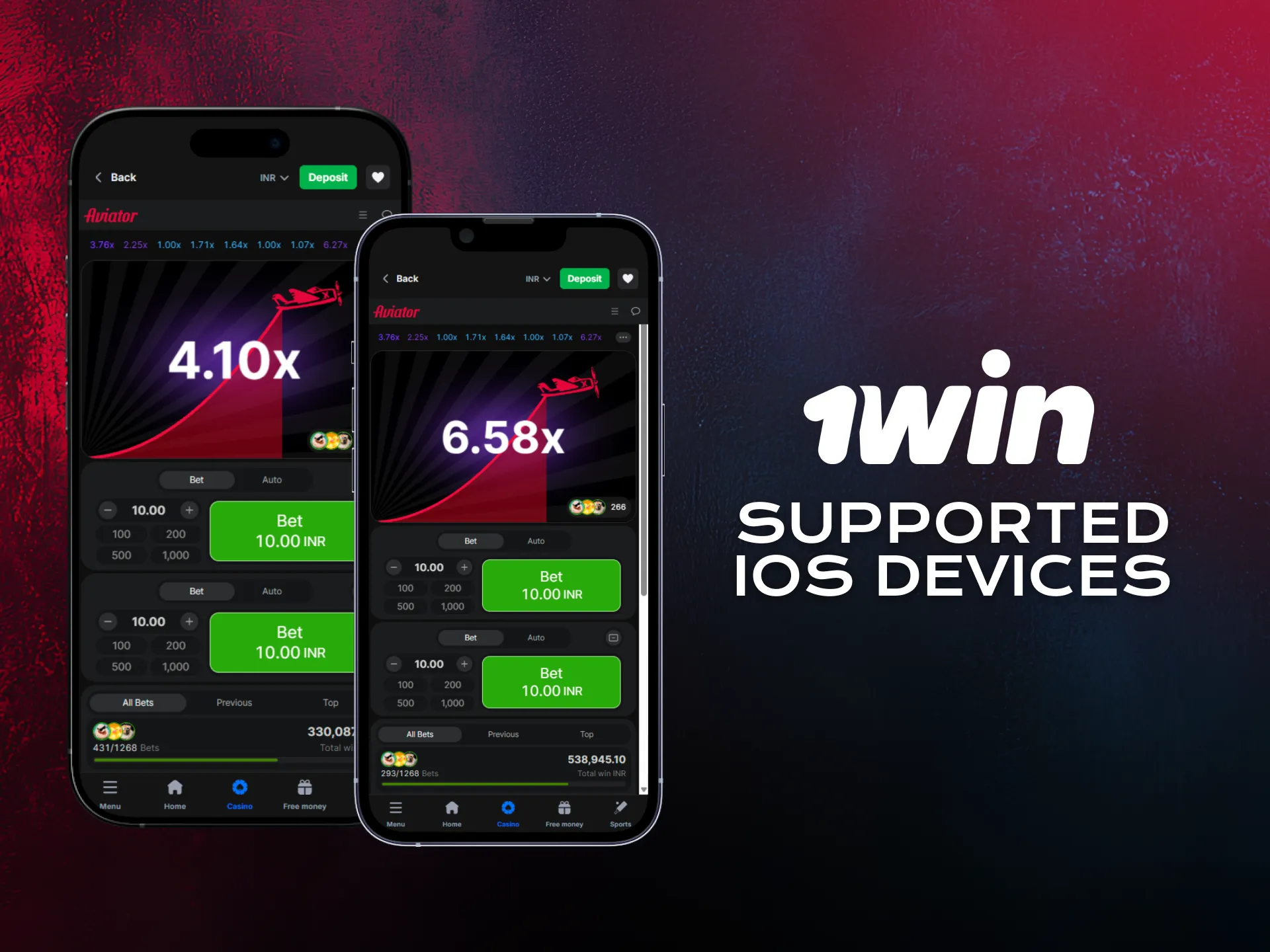 Check supported iOS devices for Aviator in 1win application.