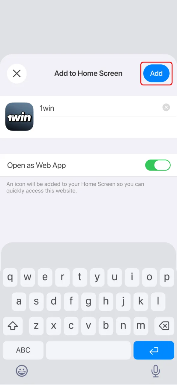 Confirm installation to finish setting Aviator in 1win app.