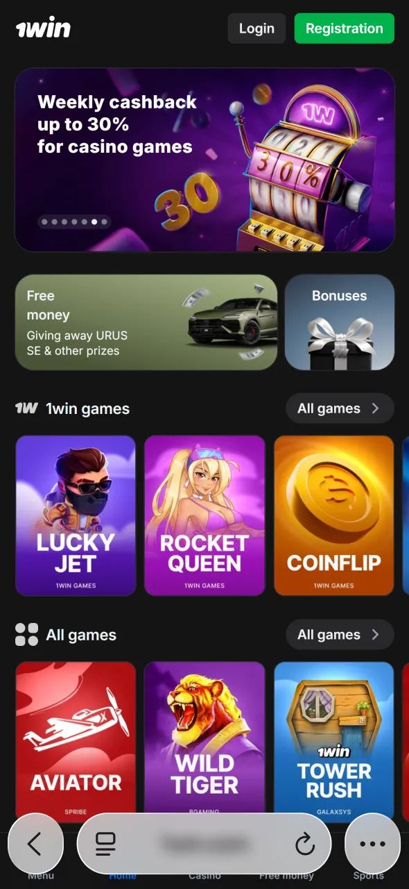 Open the 1win website in Safari to access Aviator in app.