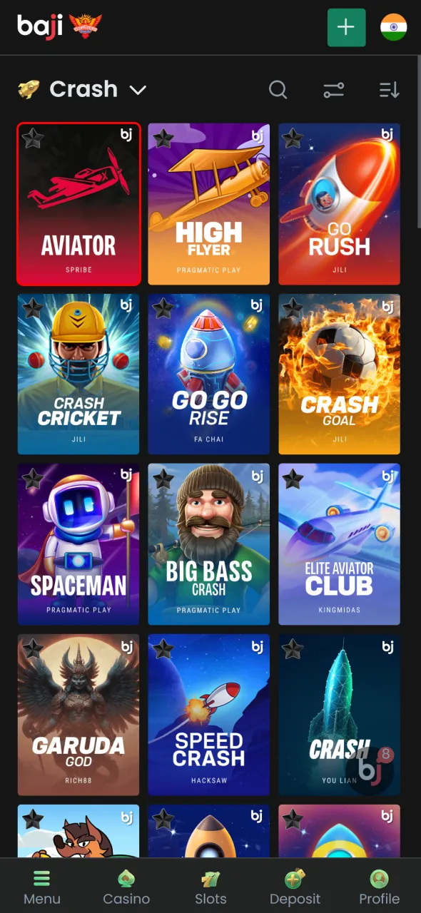 Launch Aviator instantly through the Baji Live app dashboard.