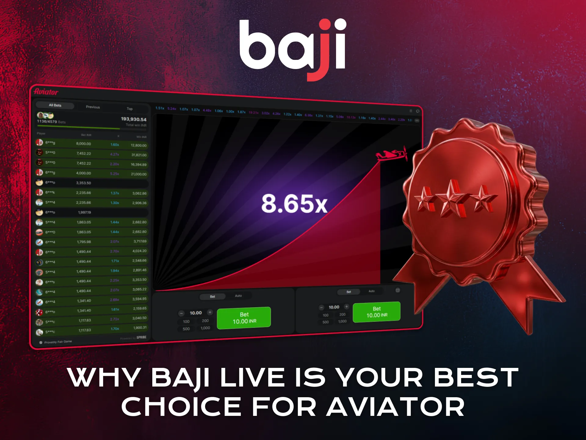 Choose Baji Live as your trusted platform for playing Aviator.