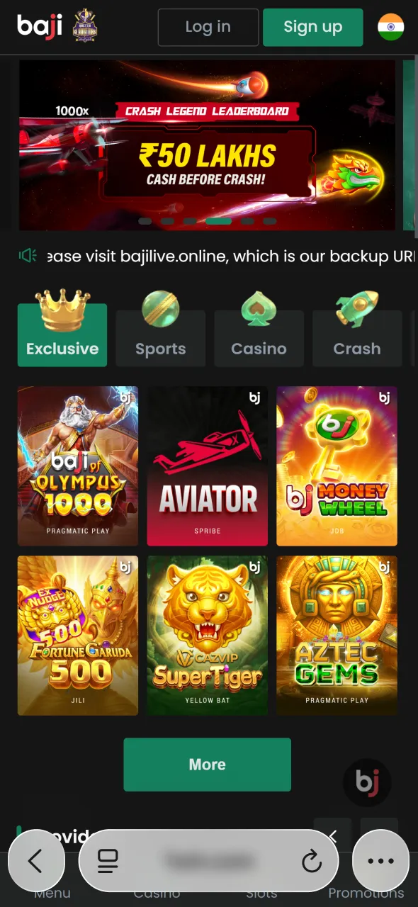 Open Safari browser to start Aviator installation from Baji Live.