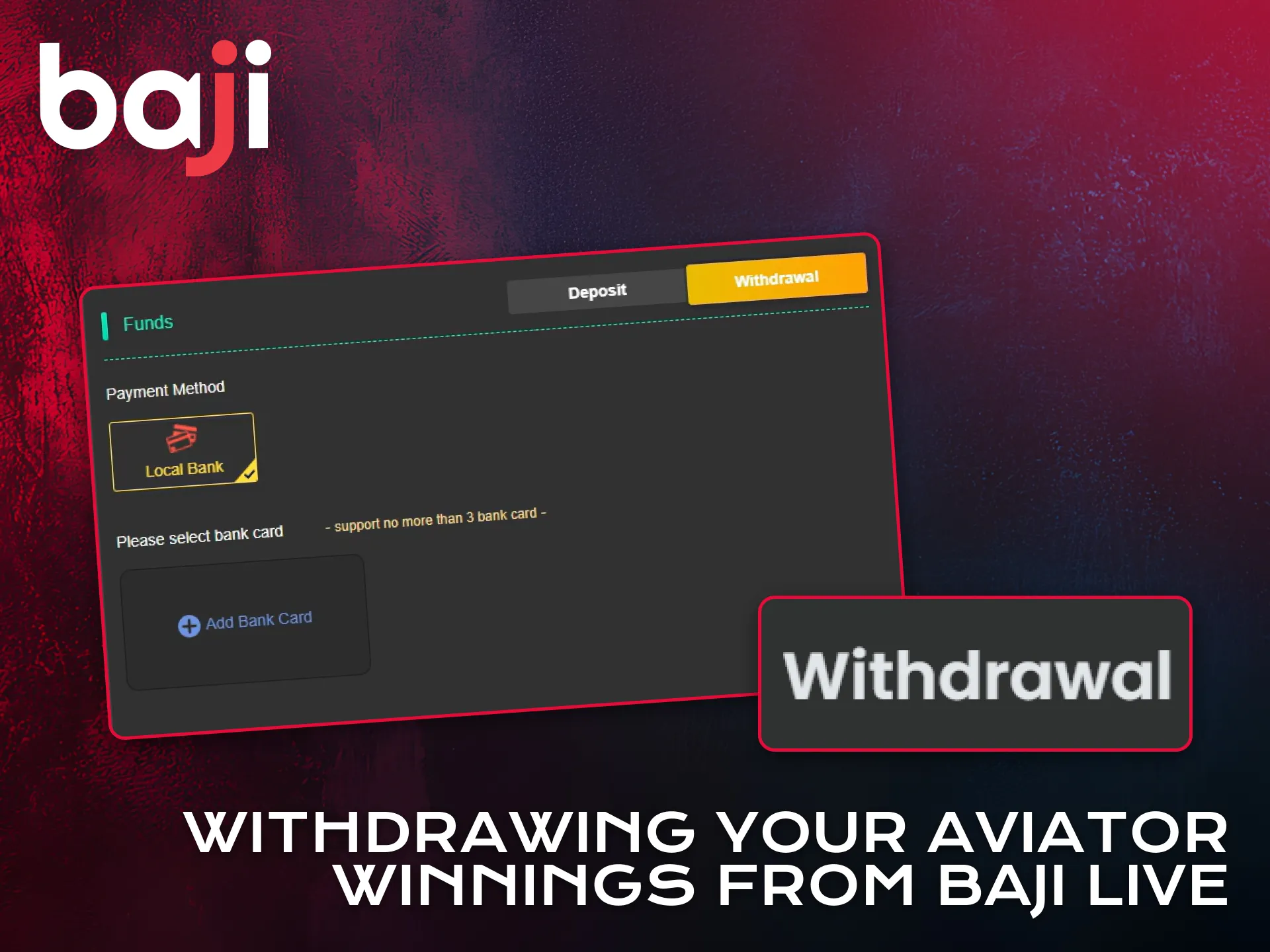 Withdraw your Aviator winnings securely from Baji Live account.