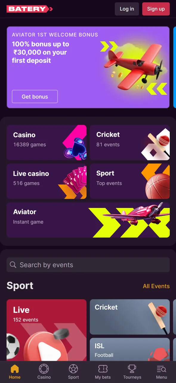 Enter the Batery application to access Aviator anytime.
