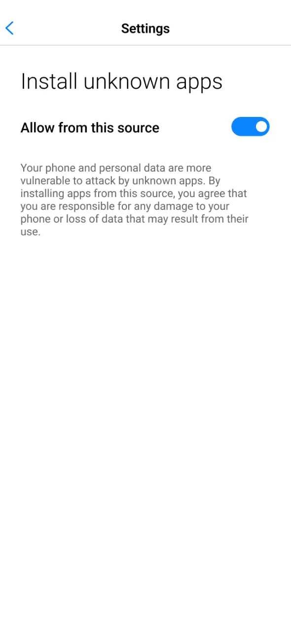 Enable unknown sources to allow Aviator installation via application.