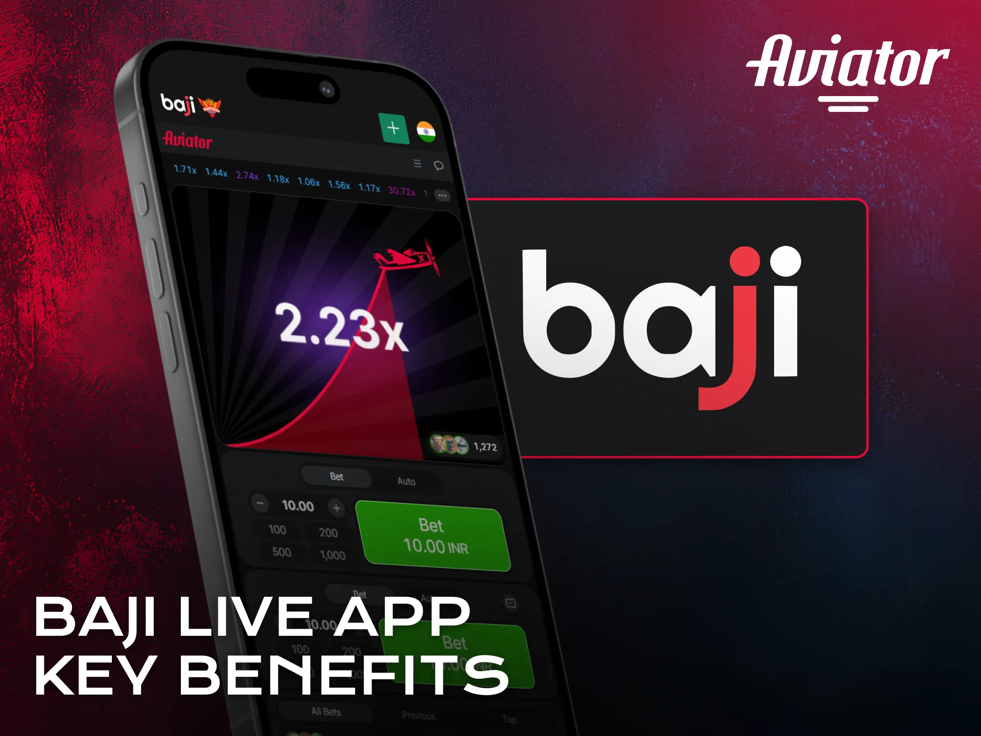 Review Baji Live benefits for enjoying Aviator using the app.
