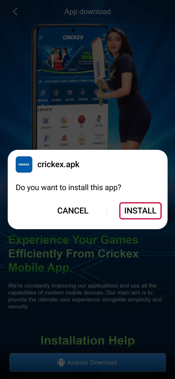 Complete installation and login to access Aviator on Crickex.
