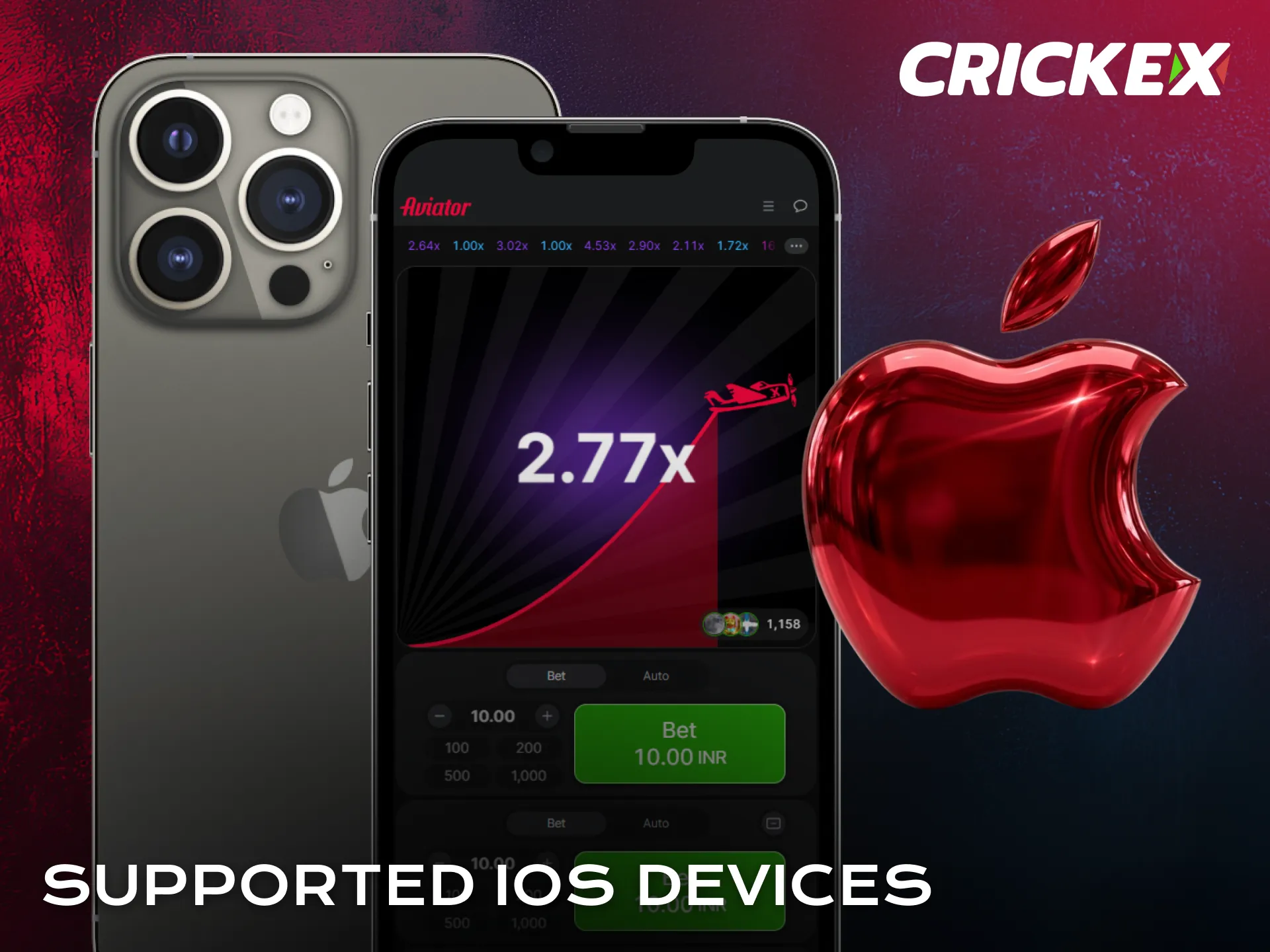 Review supported iOS devices for Aviator in the Crickex app.
