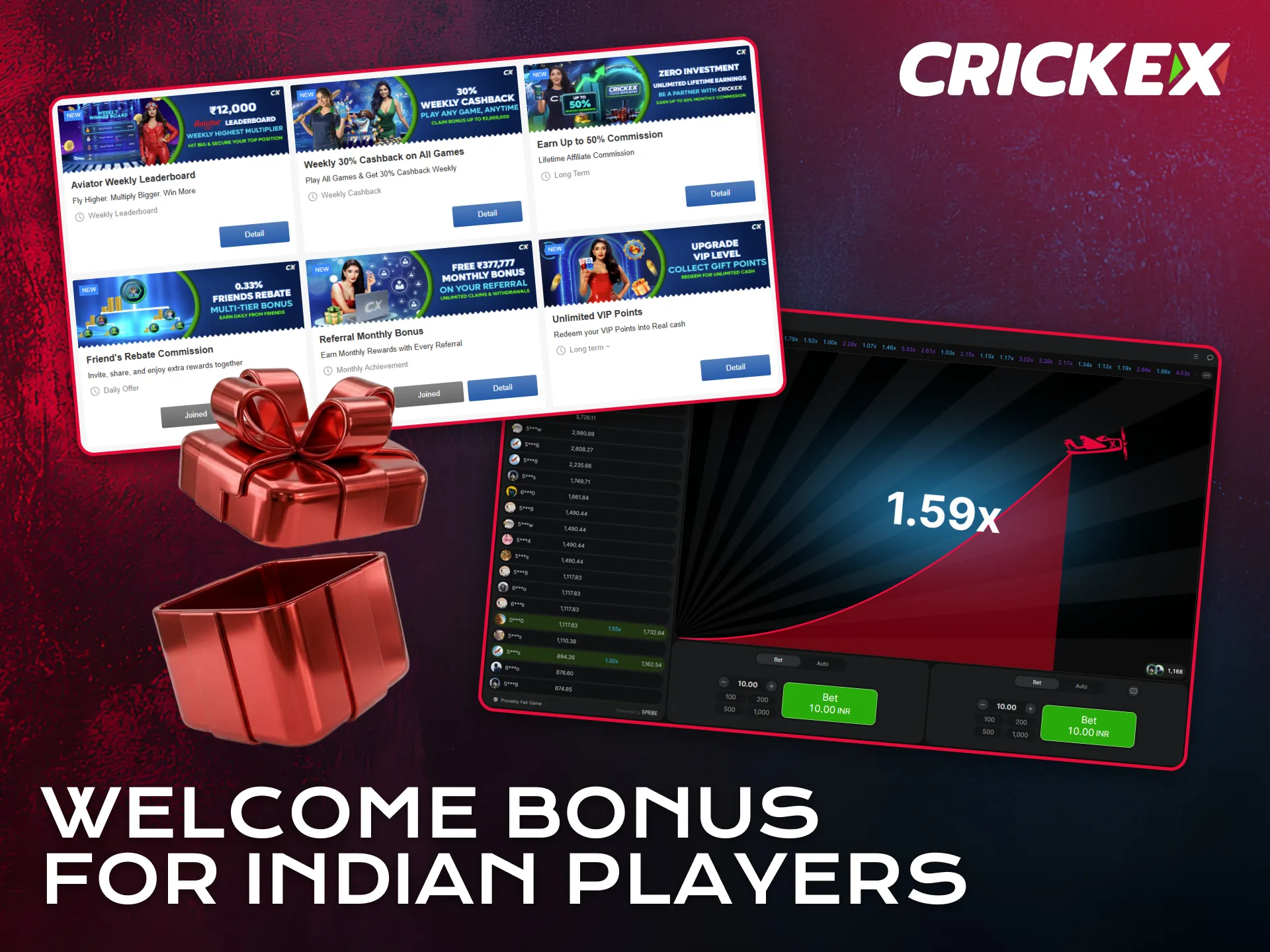 Claim a welcome bonus designed for Aviator players in India on Crickex.