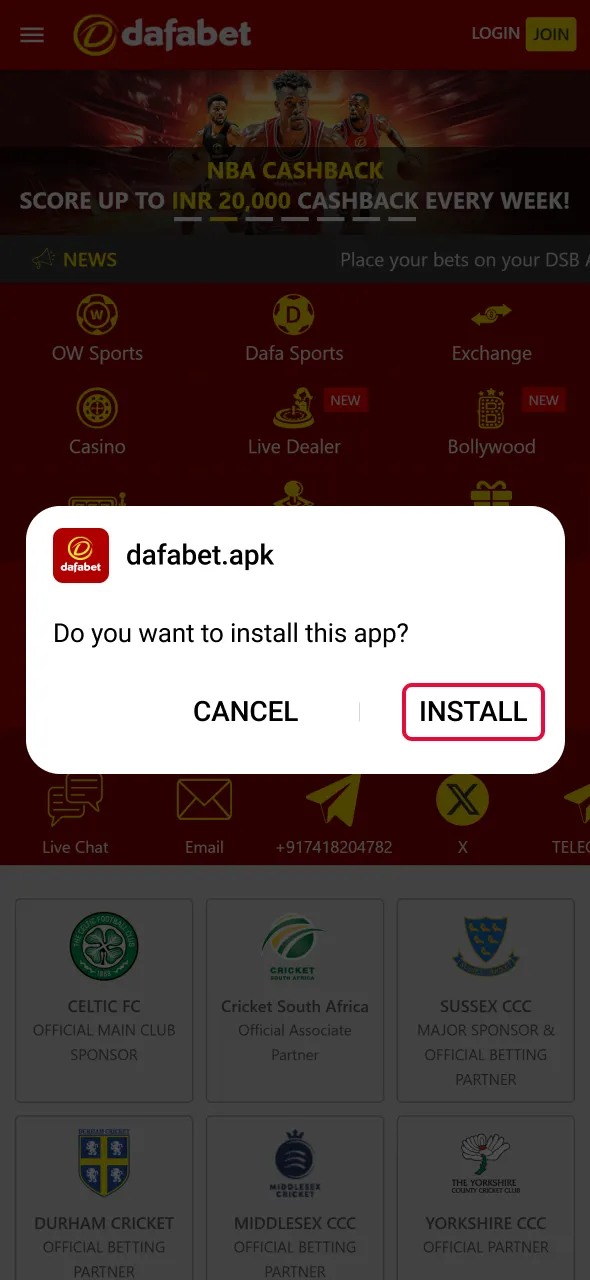 Run the downloaded file to set up Aviator in the Dafabet app.
