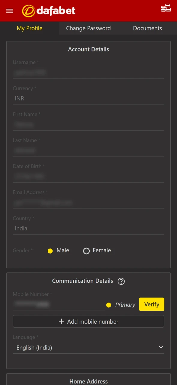 Verify your account to ensure safe Aviator betting on Dafabet.