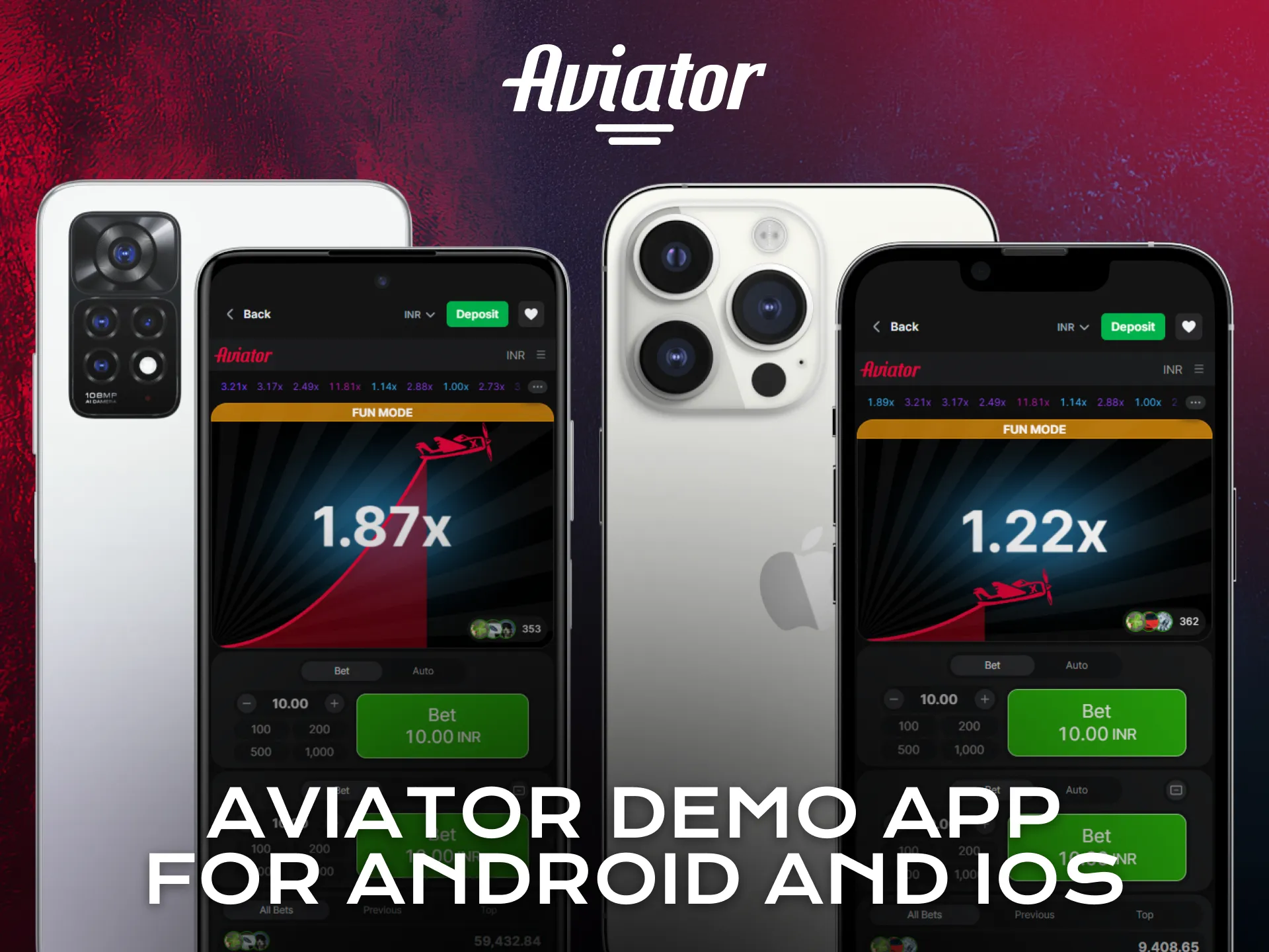 Use Aviator demo app on Android and iOS for practice sessions.
