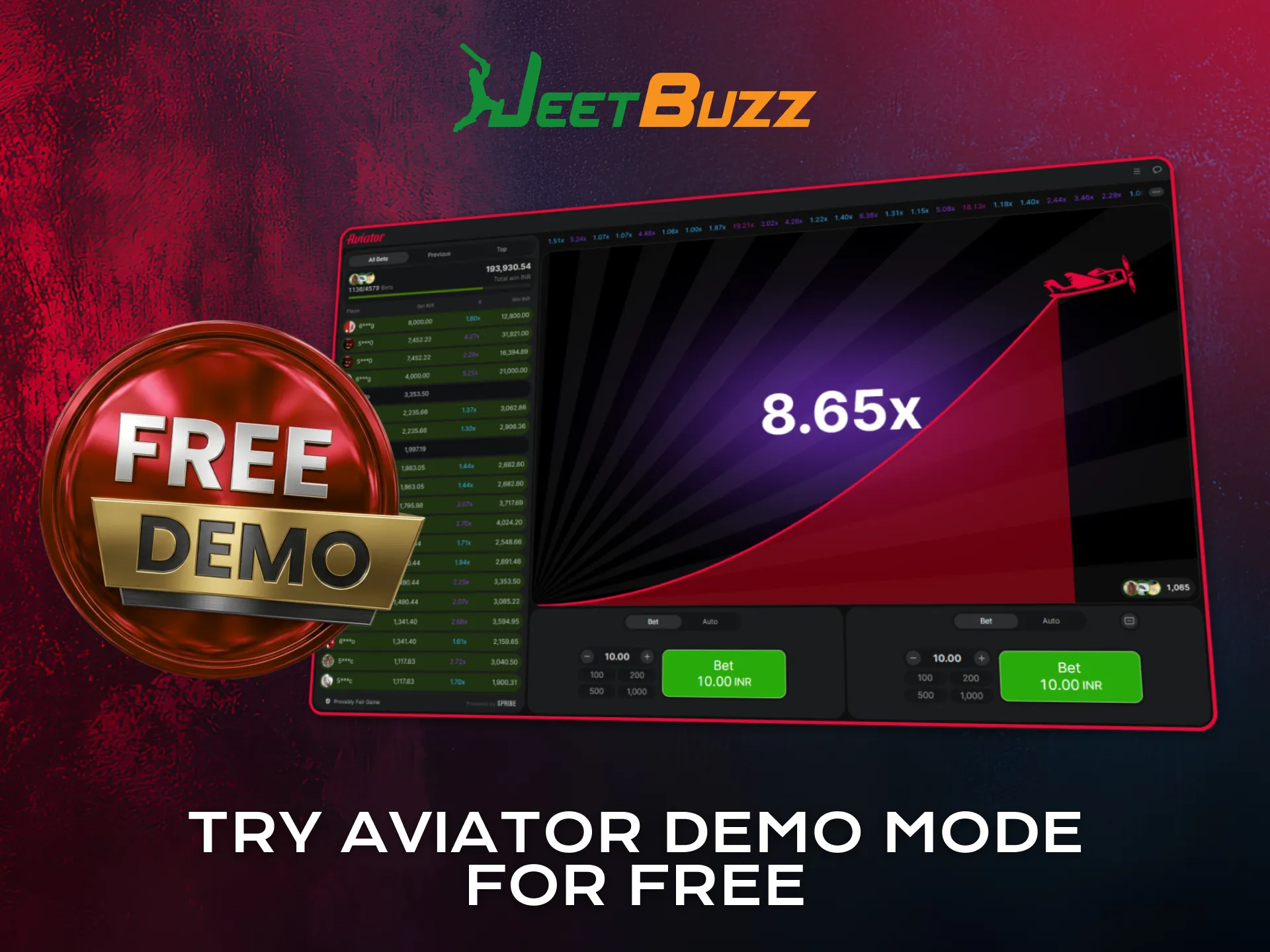 Try Aviator demo mode on Jeetbuzz without risking real funds.