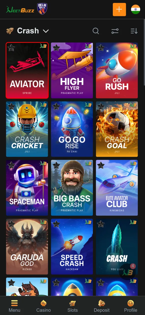 Launch Aviator from casino lobby and start playing on Jeetbuzz.