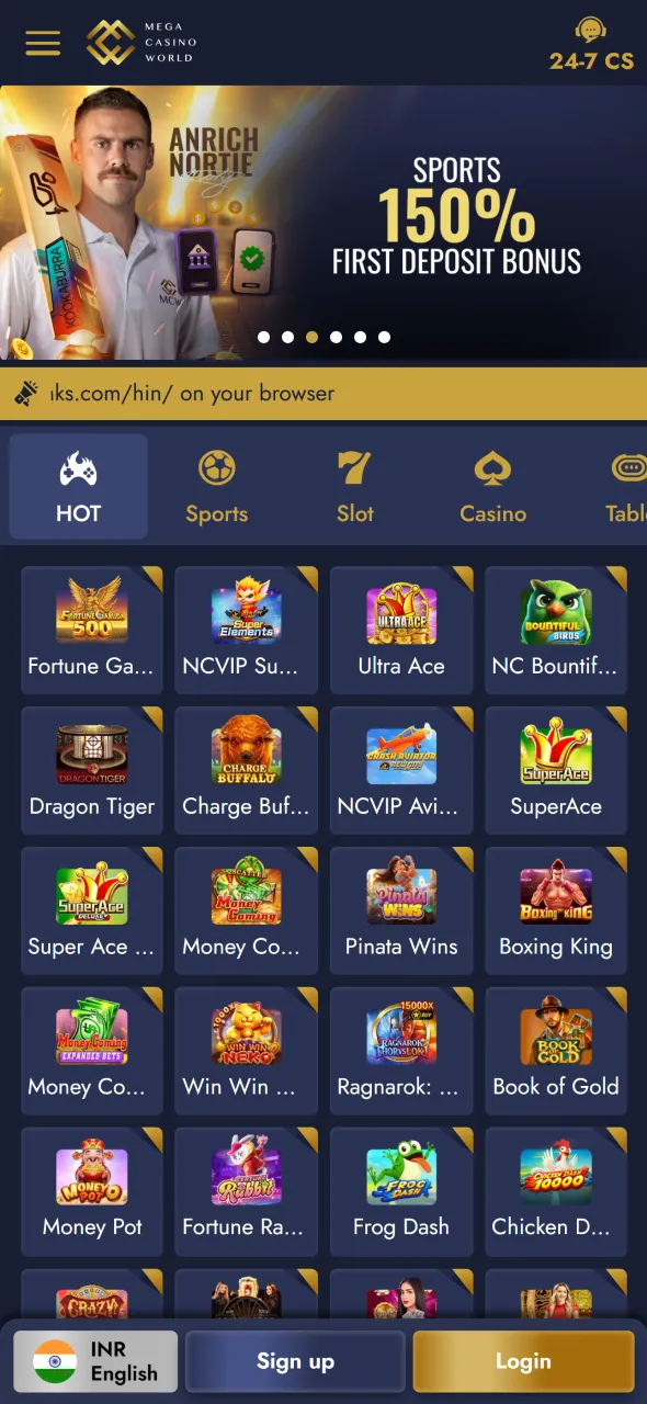 Go to the website to begin Aviator Android download at Mega Casino World.