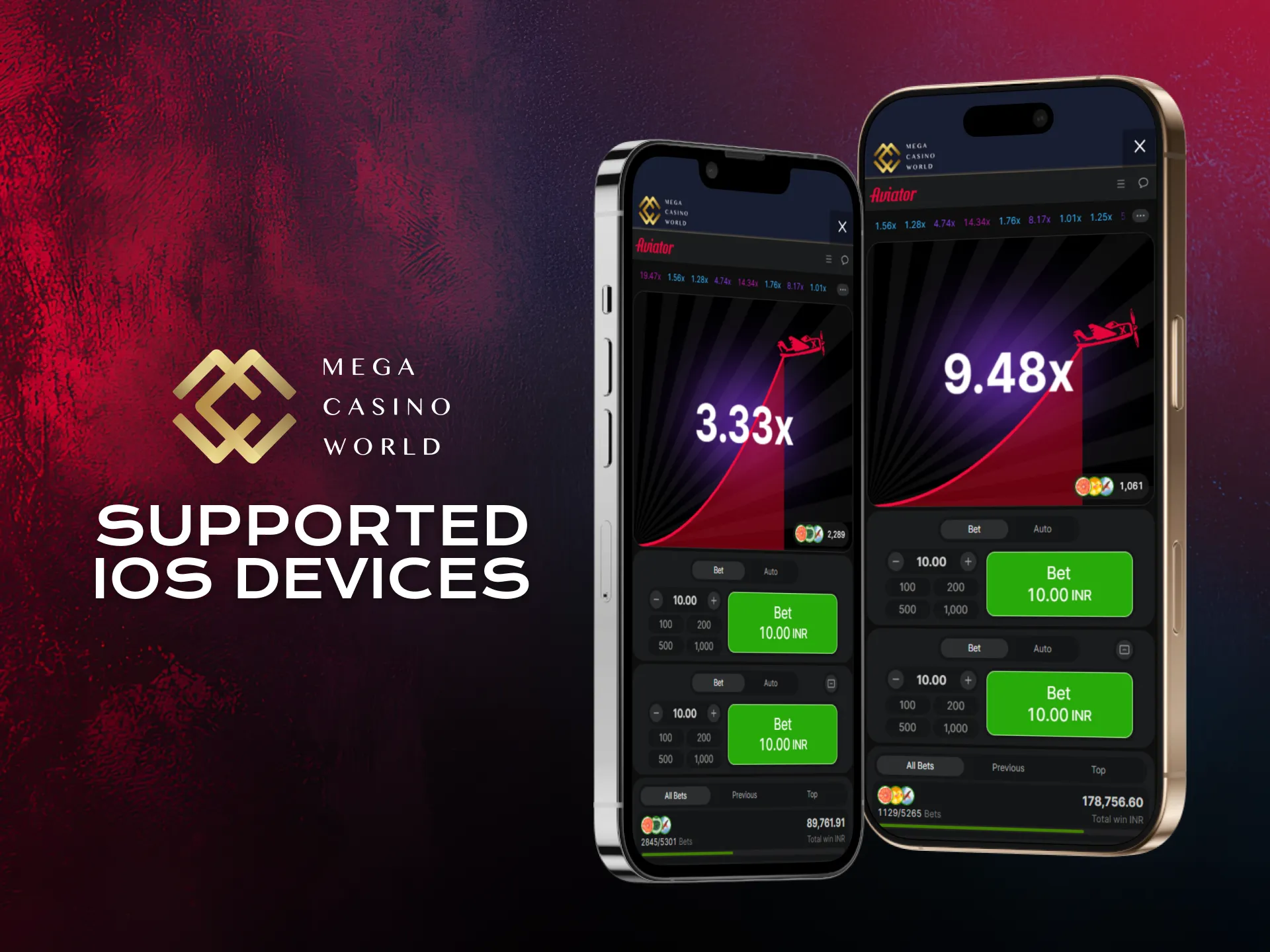 Review supported iOS devices for Aviator in the Mega Casino World app.