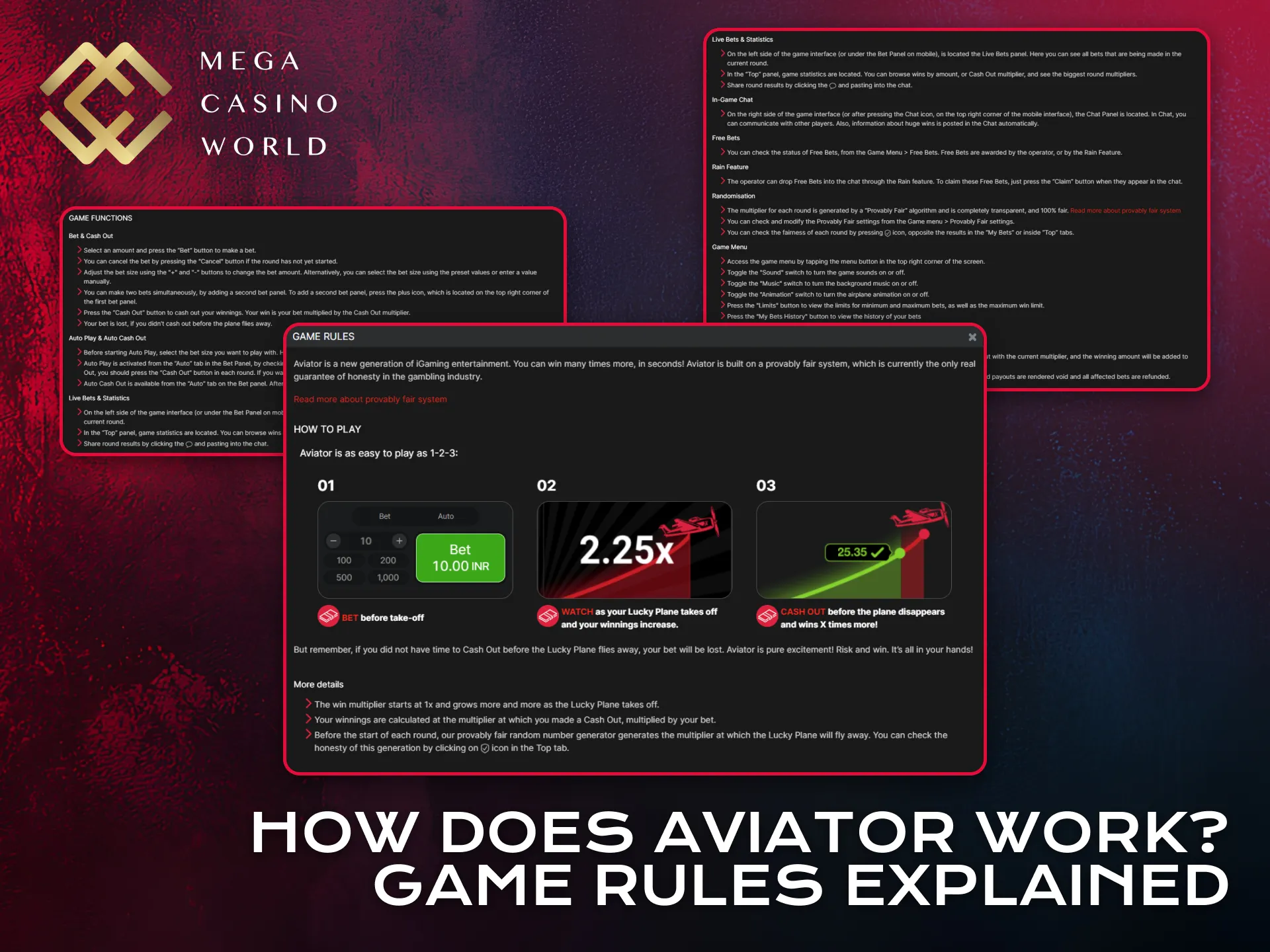 Learn Aviator rules and understand how the game works at Mega Casino World.