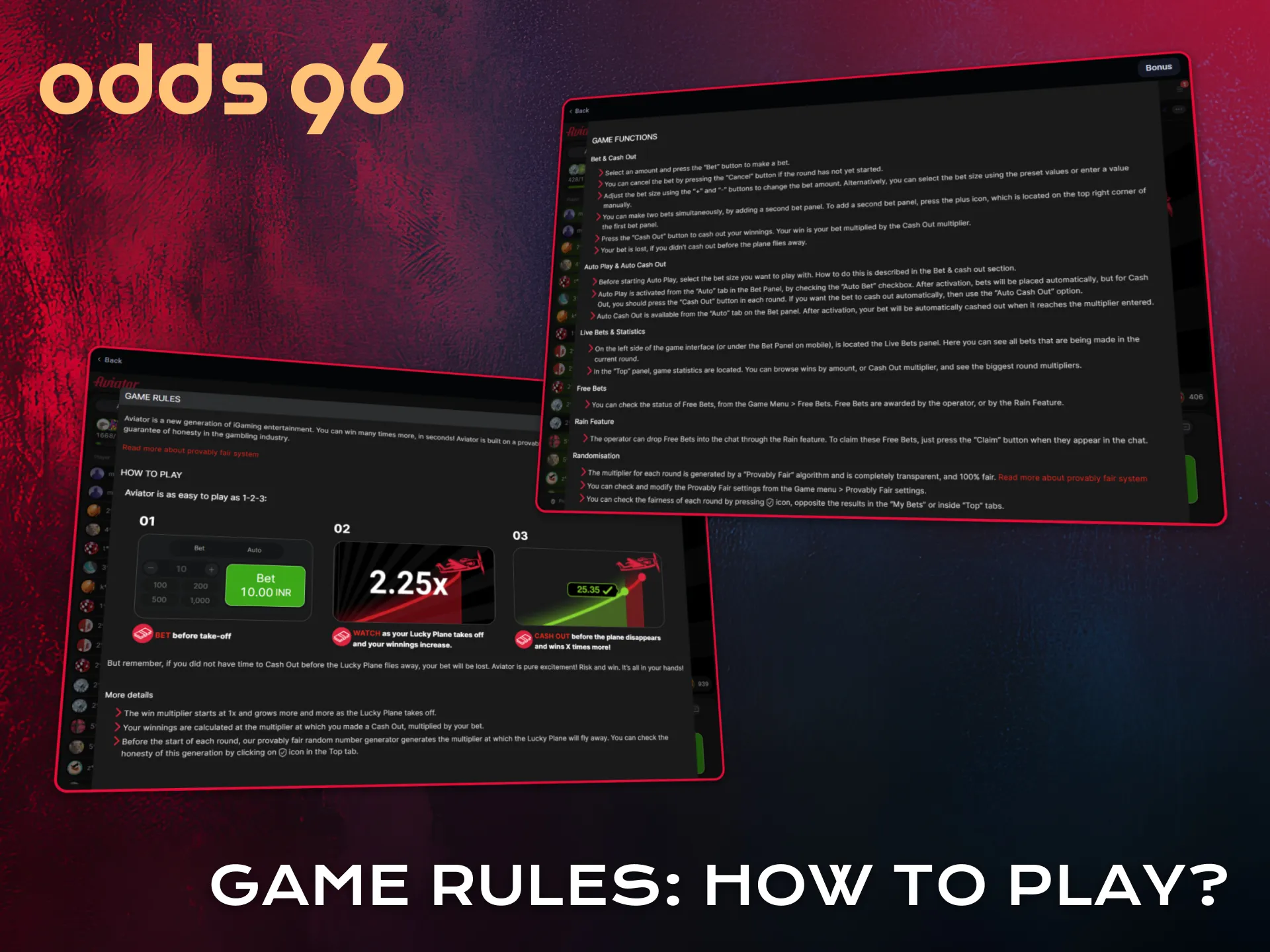 Learn Aviator rules and understand how to play on Odds96.