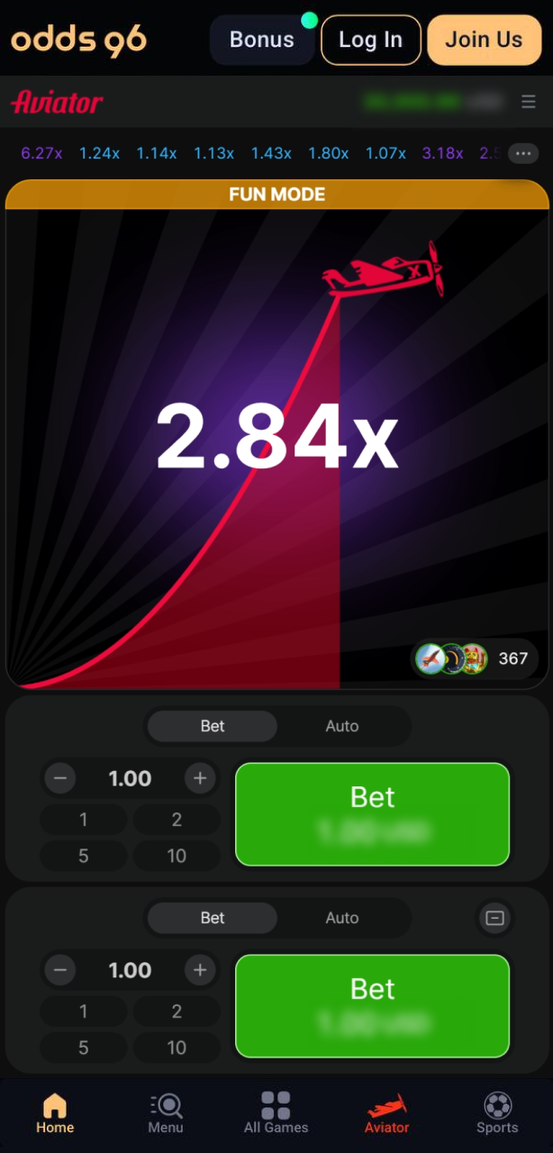 Watch the multiplier rise during Aviator gameplay on Odds96 to catch your profit.