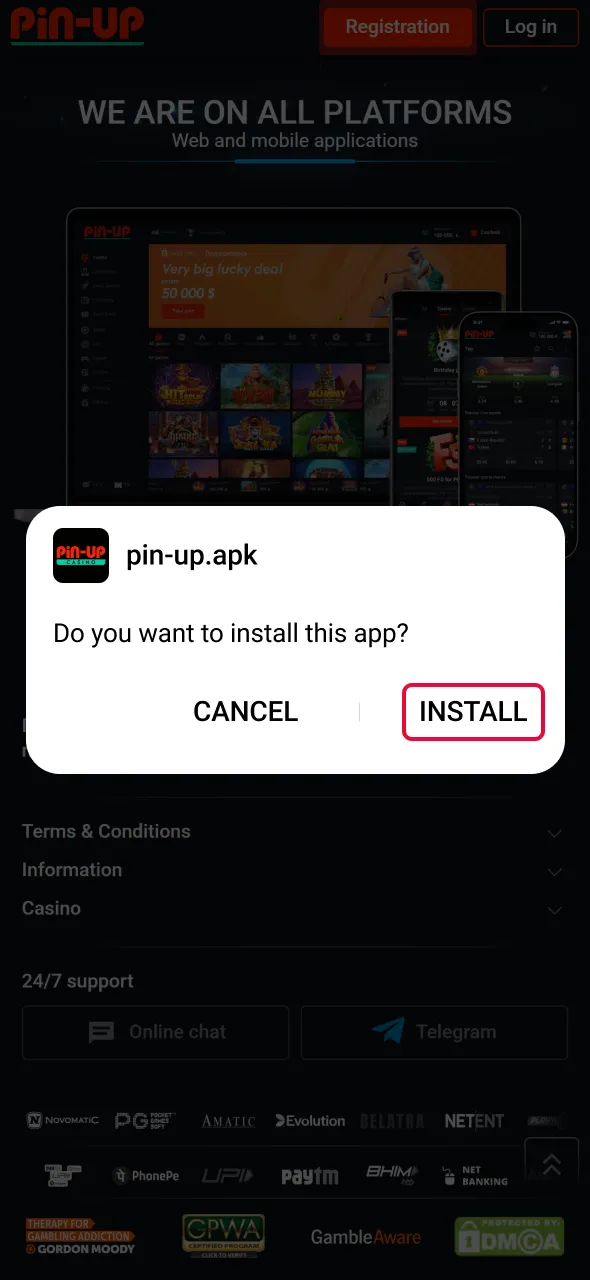 Run the file to start Aviator setup using the Pin-Up app.