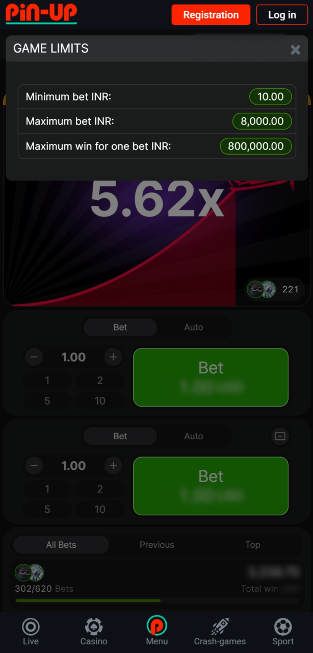 Review the minimum and maximum stakes in the Aviator game limits on the Pin-Up app.