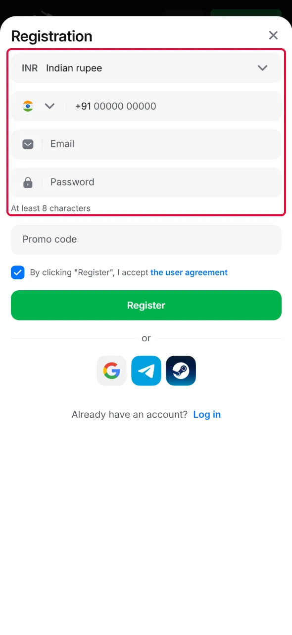 Create your account to activate Aviator promo code rewards.