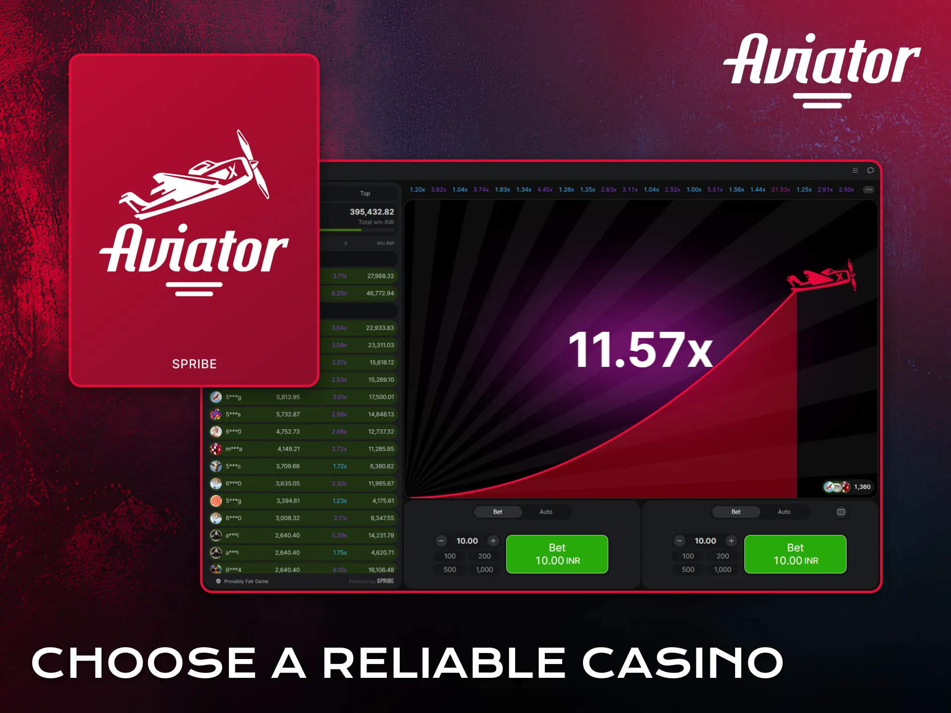 Choose a reliable casino platform to play Aviator safely.