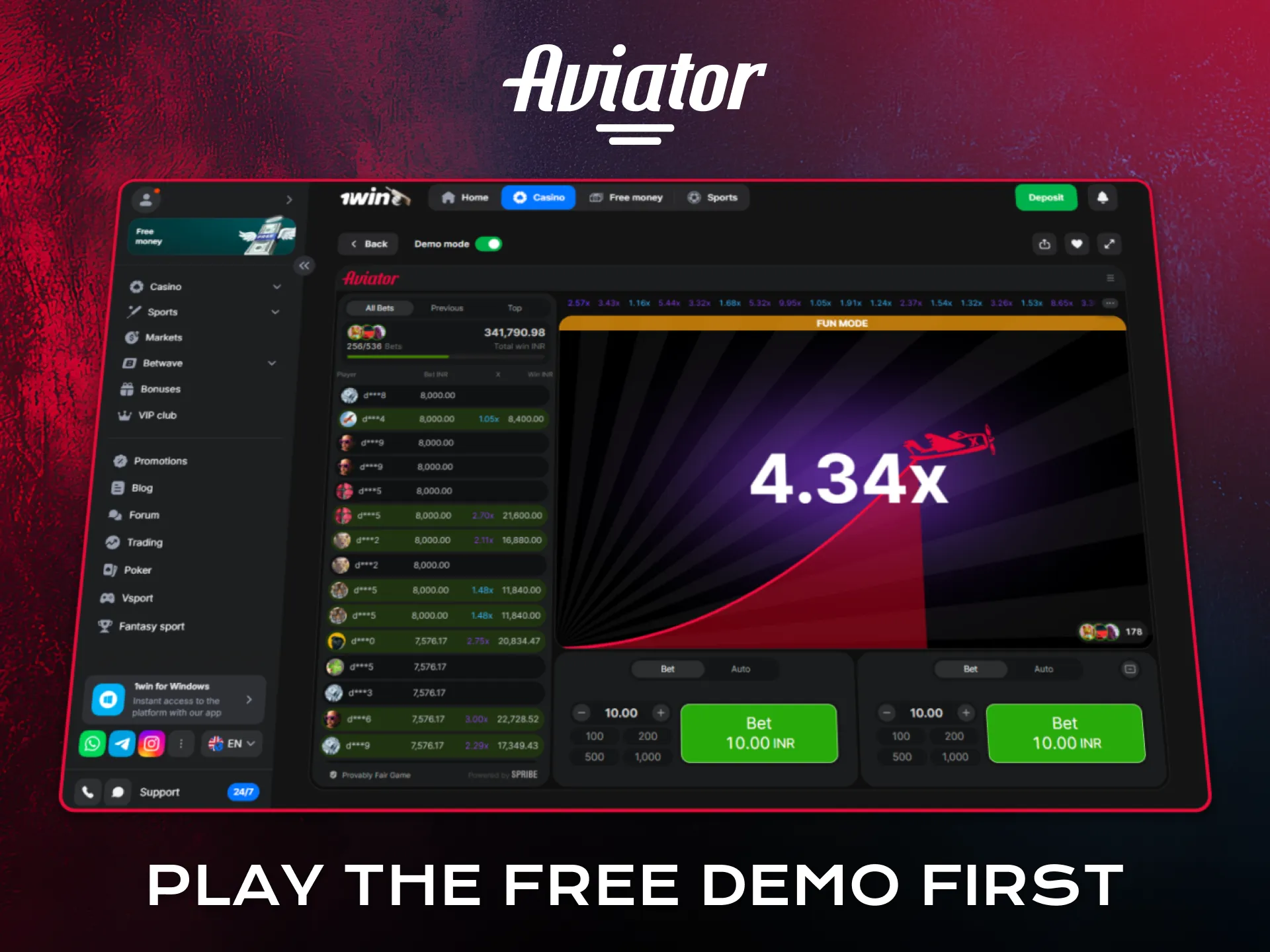 Try Aviator demo mode first to practice without real risk.